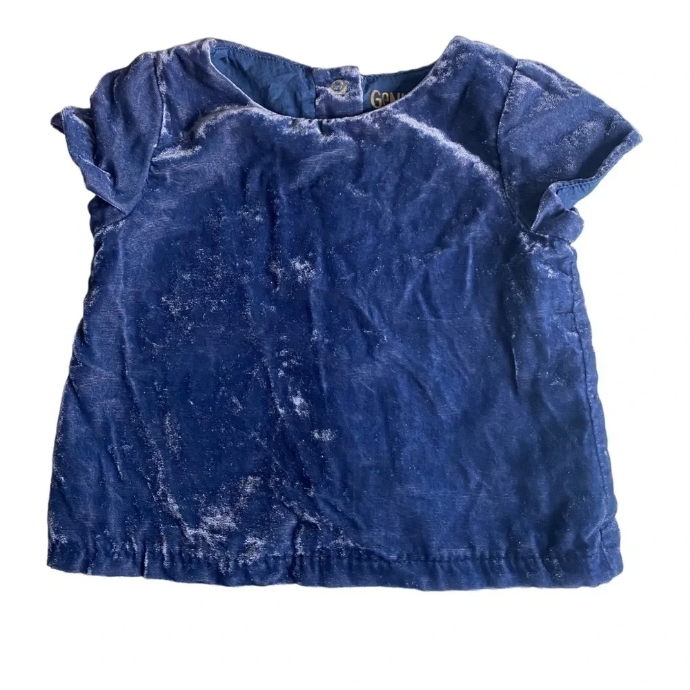 3/$15 Sale OshKosh Genuine Kid Crushed Blue Velvet 3T Girls Jeweled Buttoned Top